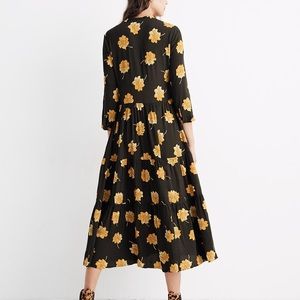 Button-Front Tier Dress in Fall Flowers